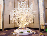 White Sakura Tree Poruwa Decoration - Japanese-Inspired Wedding Altar Sri Lanka